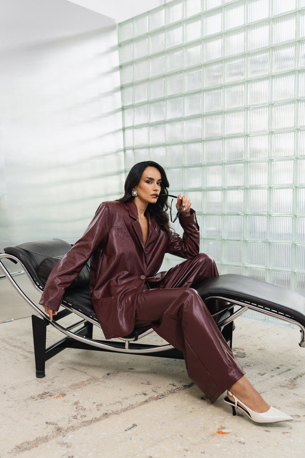 Bordeaux Vegan Leather Trouser