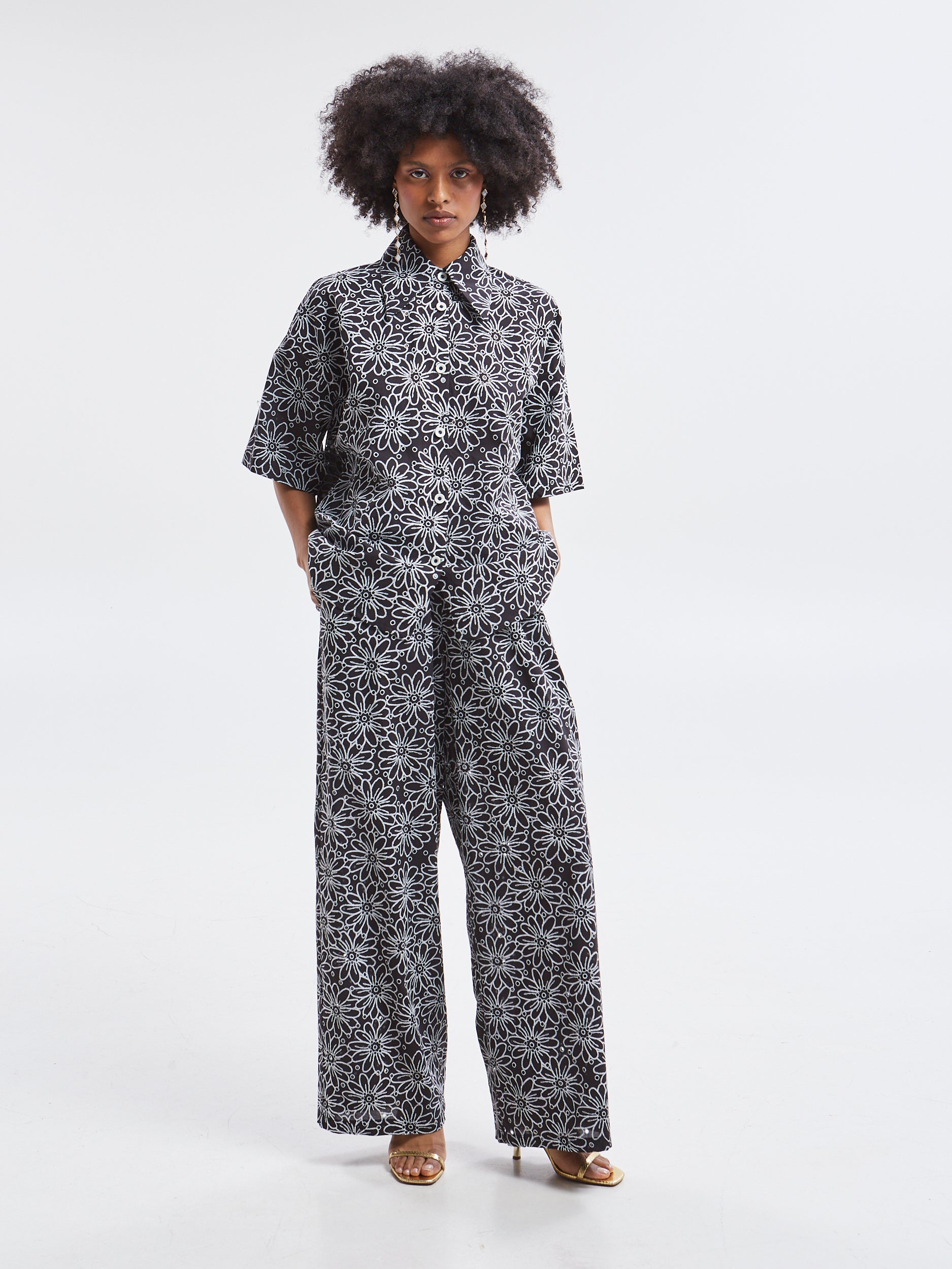 Aurelia broderie black pants