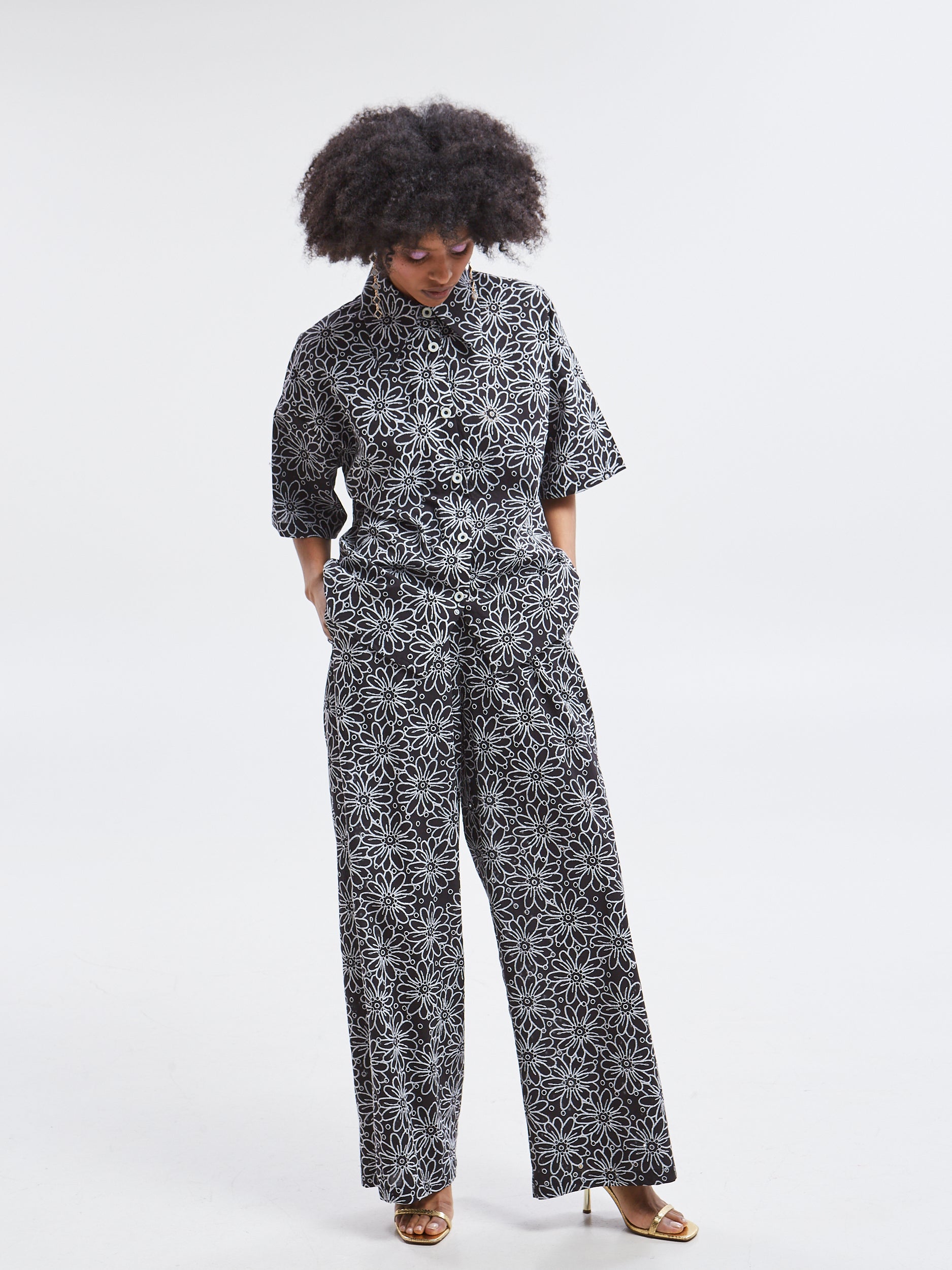 Aurelia broderie black pants