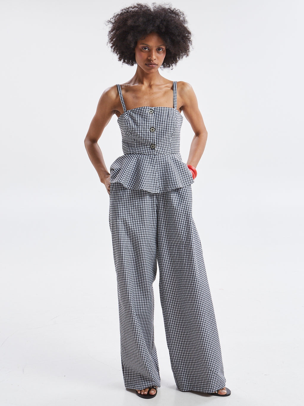 Alba plaid button top
