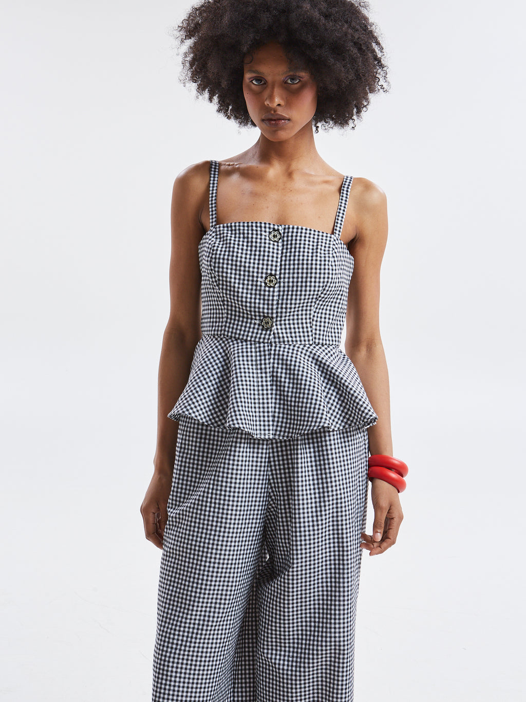 Alba plaid button top