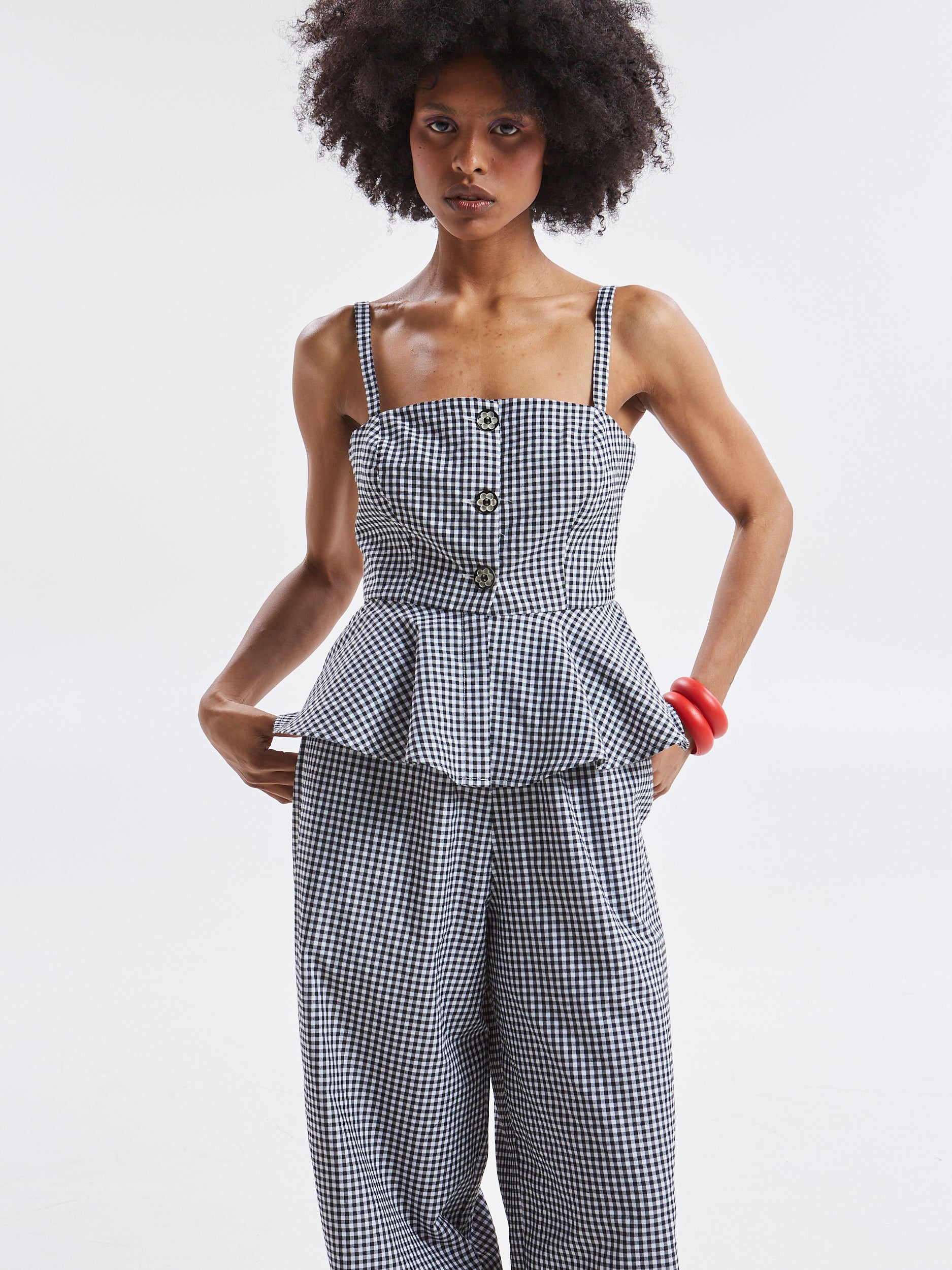 Alba plaid button top